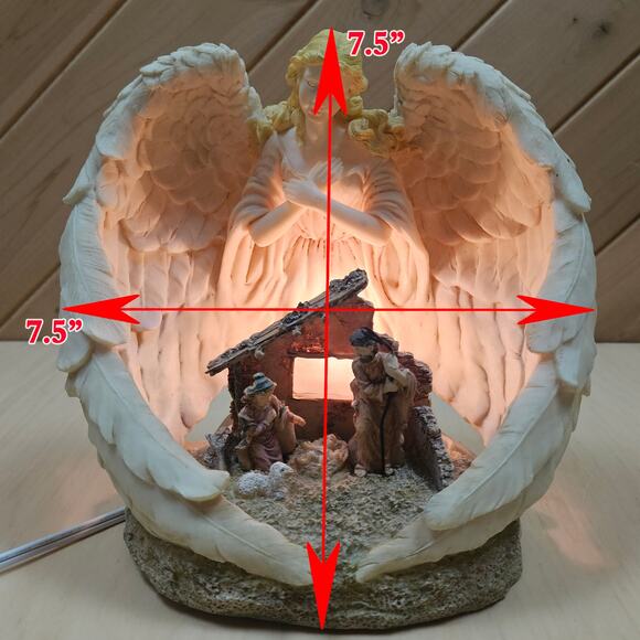 Vintage7.5" Sculptured Nightlight Angel Over Nativity Scene Electric Light READ - Picture 7 of 9